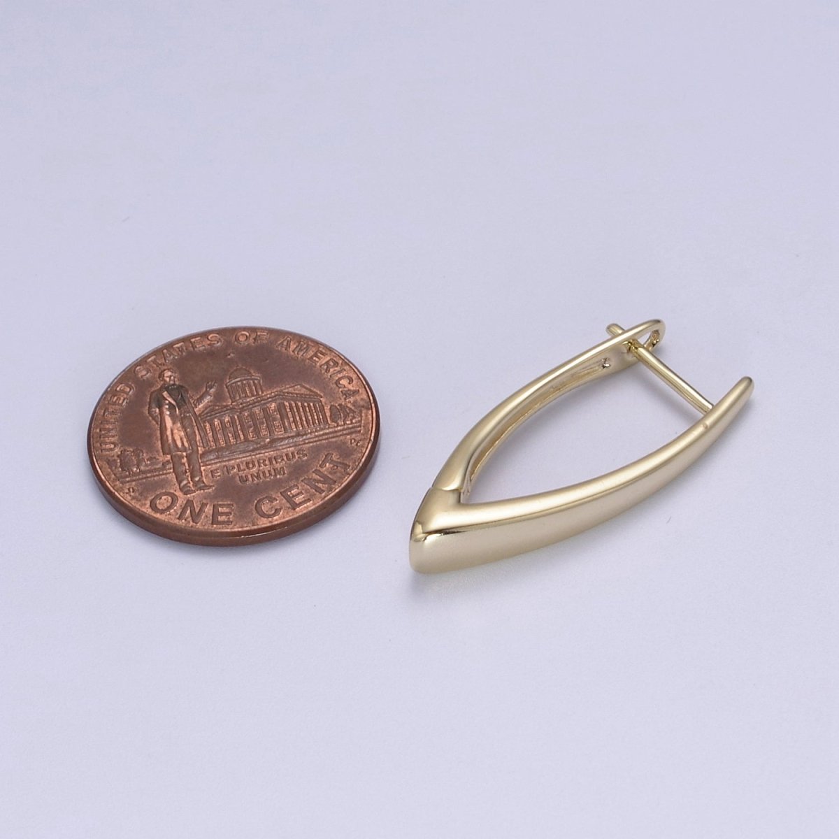 Minimalist Hoop Earring latch back Lever-backs Ear Hooks 14k Gold plated hypoallergenic earrings T-287 - DLUXCA
