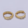 Minimalist Huggie Earring with Rectangle CZ V-141 - DLUXCA