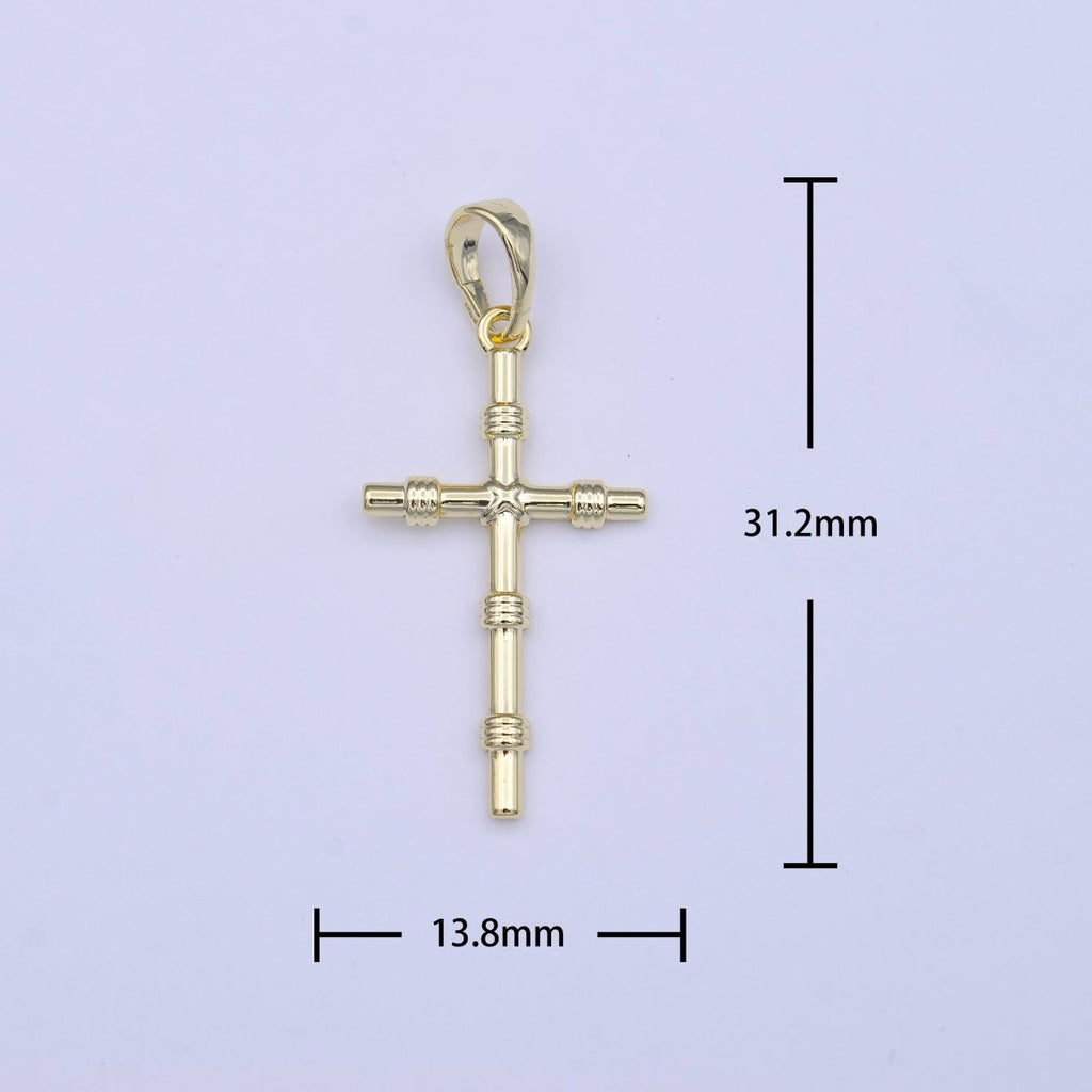 Minimalist Religious Cross Rope Tied Textured Pendant H-179 - DLUXCA