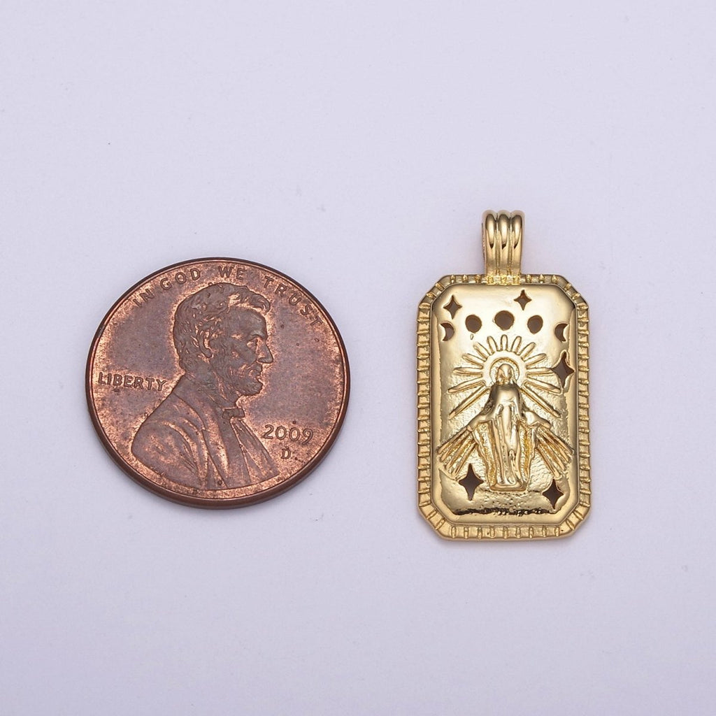 Miraculous Lady Medallion Pendant Tag Tile Virgin Mary Religious Charm N-519 - DLUXCA