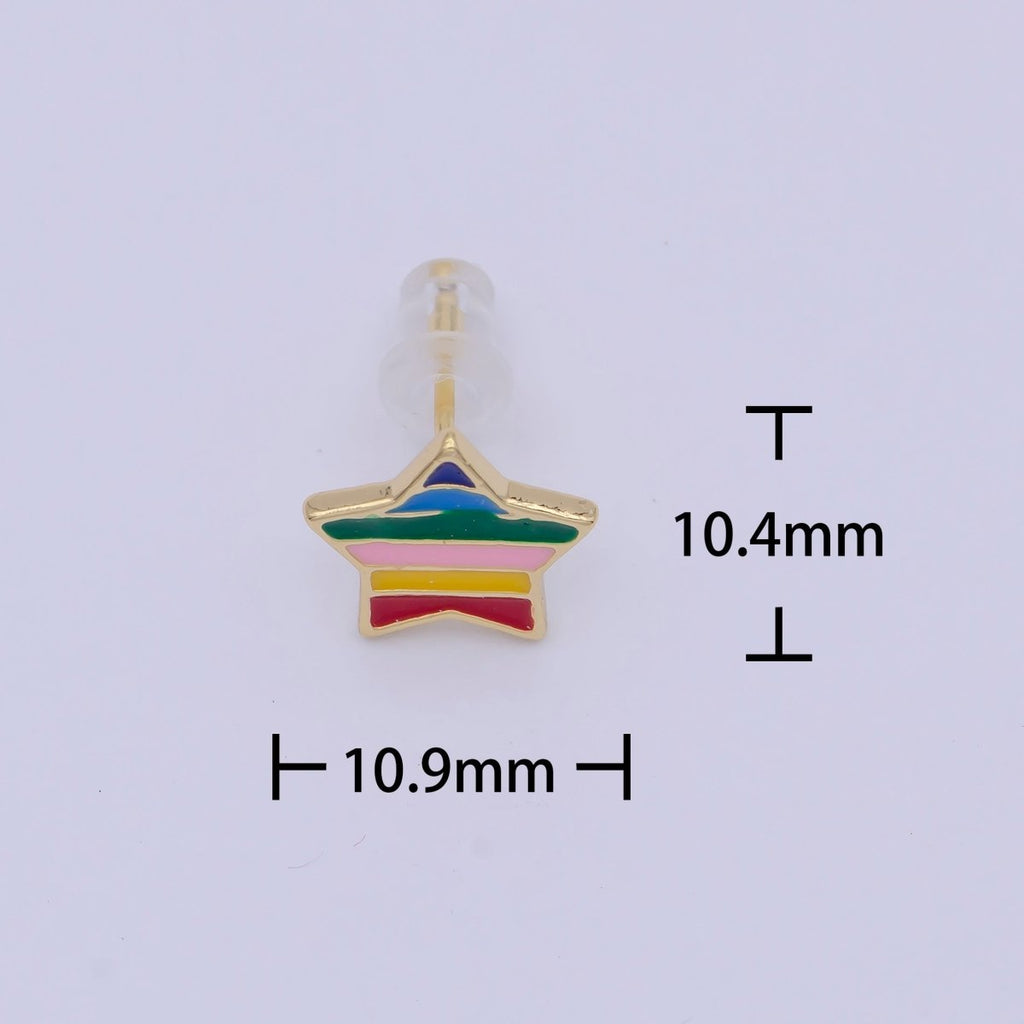 Mismatched Rainbow Triangle Star Earring Stud Set Geometric LGBTQ Stud Q-124 - DLUXCA