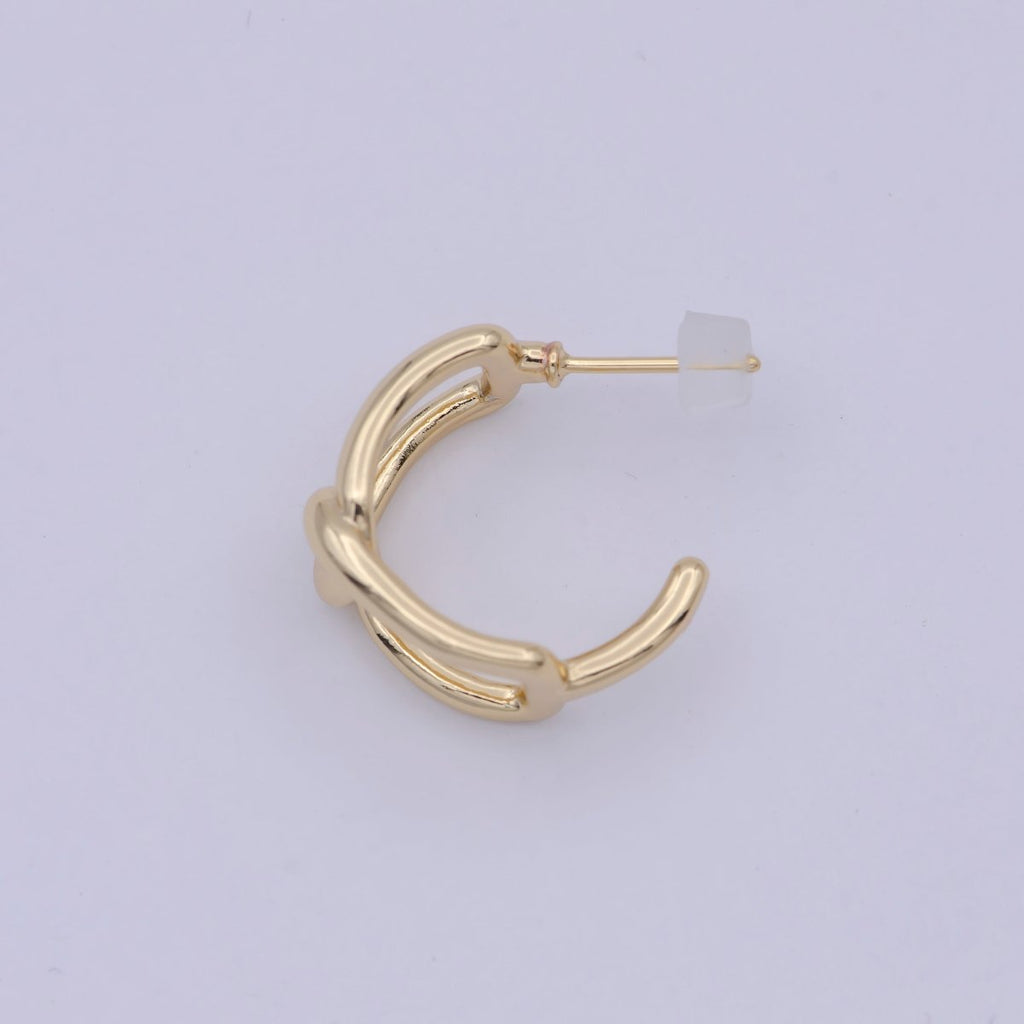 Modern Gold Chain Link Hoop Earing Q-352 - DLUXCA