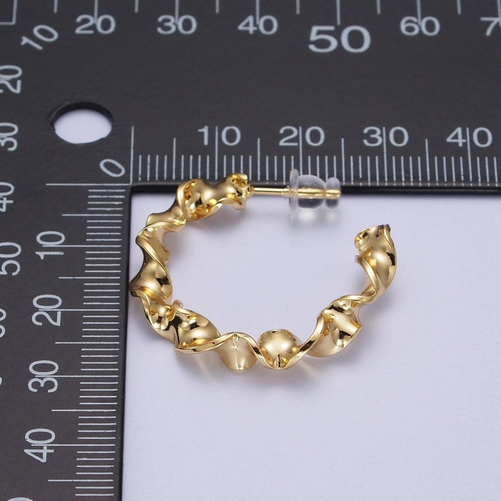 Modern Gold Hoop Earrings, Gold Hoops, Bold Hoop Earrings, Twisted Hoop Earrings, Dainty Hoops, Hammered Rustic Earring Y-065 - DLUXCA