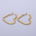 Modern Heart Hoop in Gold Beaded Earrings Medium Hoop For Everyday Wear Q-031 - DLUXCA