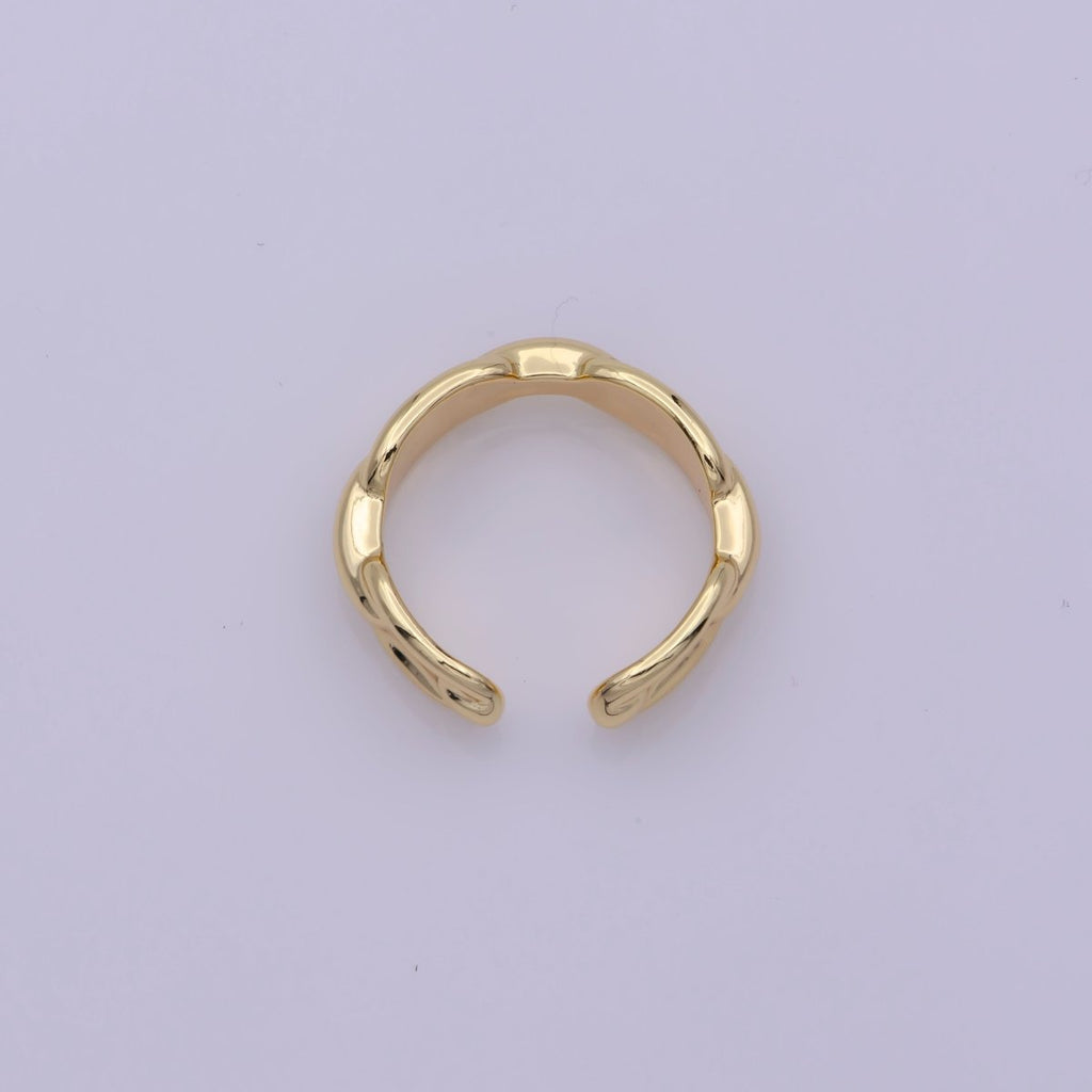 Modern Paper Clip Chain Link Ring Open Adjustable Gold Stackable Ring U-144 - DLUXCA