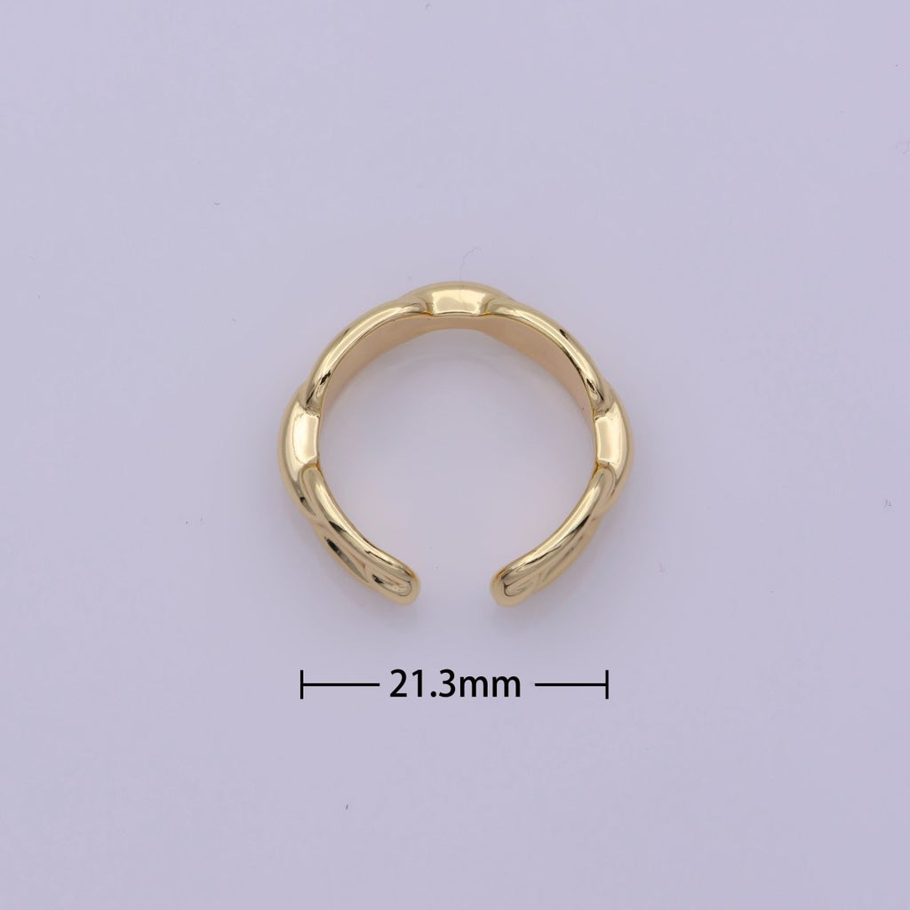Modern Paper Clip Chain Link Ring Open Adjustable Gold Stackable Ring U-144 - DLUXCA