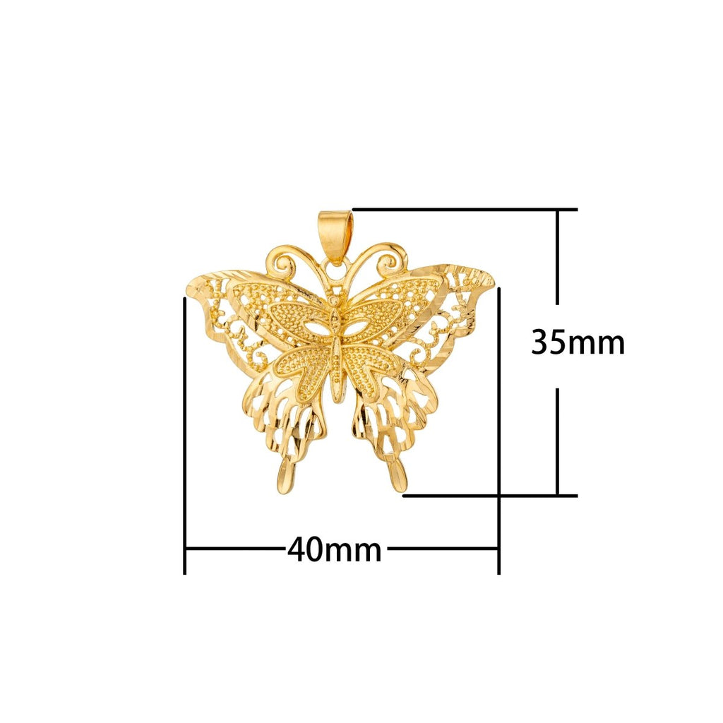 Monarch Butterfly Charm in 18k Gold plated charm for Necklace Earring Jewelry Making H-820 - DLUXCA