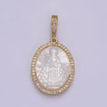 Mother of pearl Miraculous Lady medal, Virgin Mary necklace Charm, religious jewelry, catholic Rosary Component N-576 - DLUXCA