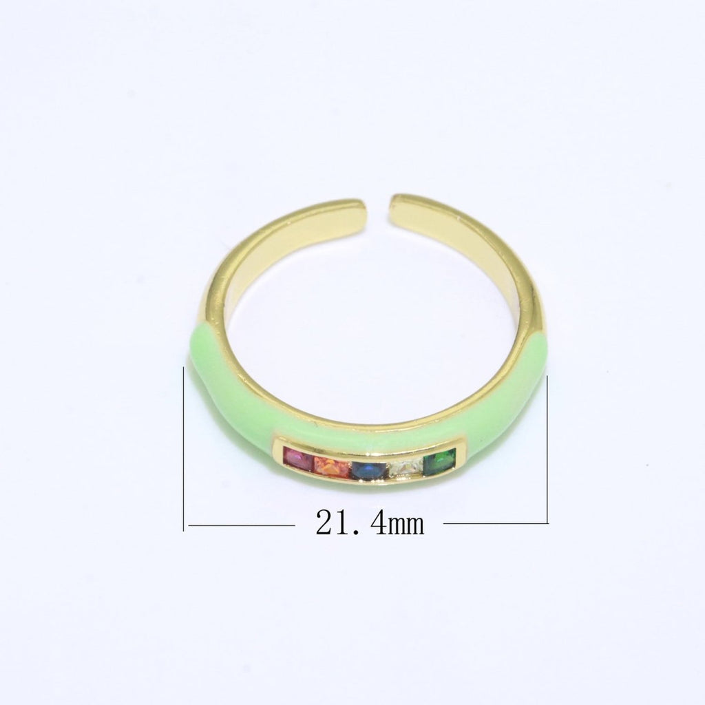 Multi Color Cz Ring Colorful Enamel Ring Open Adjustable in 14K Gold plated  S-110~S-119