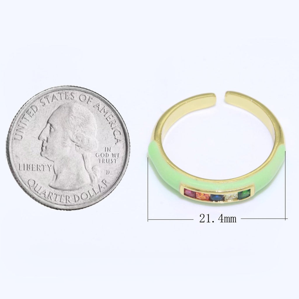 Multi Color Cz Ring Colorful Enamel Ring Open Adjustable in 14K Gold plated  S-110~S-119