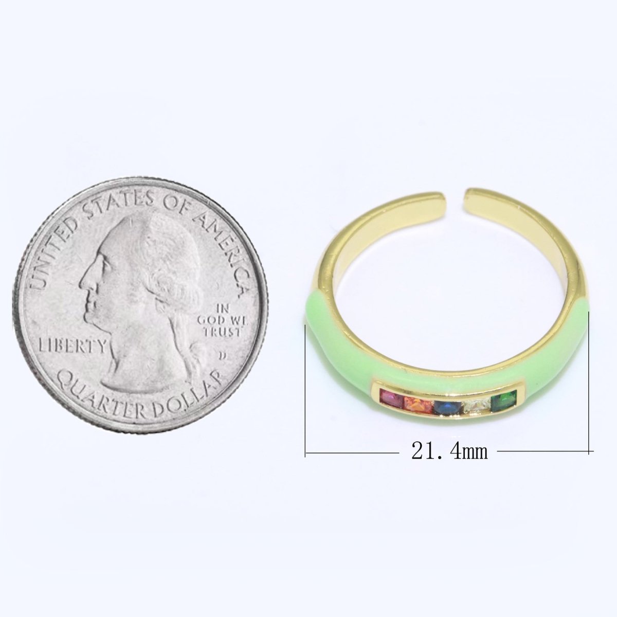 Multi Color Cz Ring Colorful Enamel Ring Open Adjustable in 14K Gold plated  S-110~S-119
