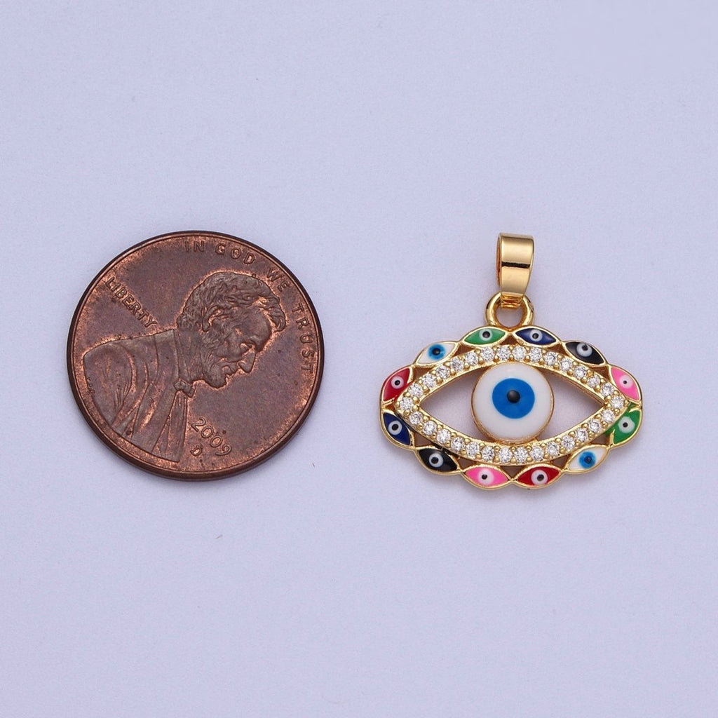 Multi Color Evil Eye Pendant in 16k Gold plated for Amulet Jewelry X-690 - DLUXCA