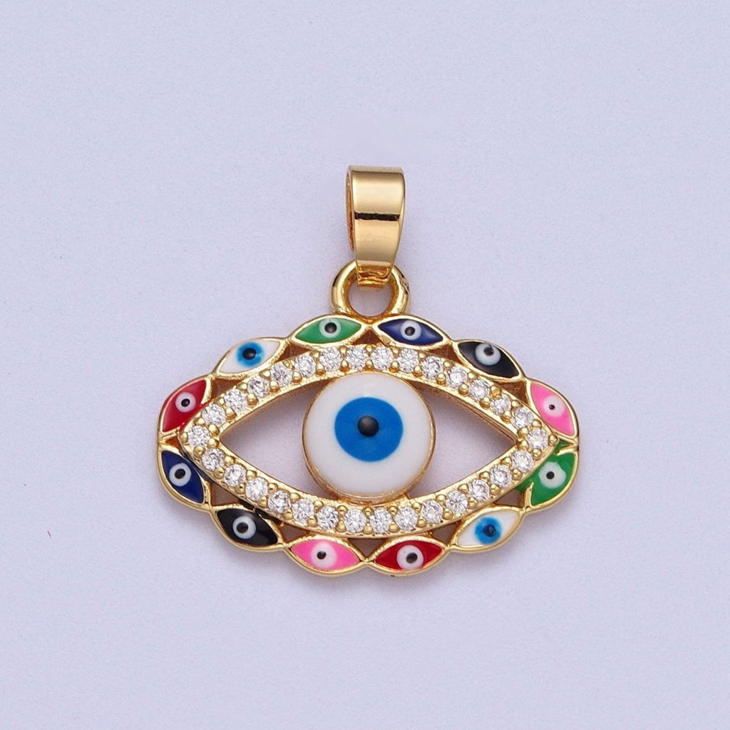 Multi Color Evil Eye Pendant in 16k Gold plated for Amulet Jewelry X-690 - DLUXCA