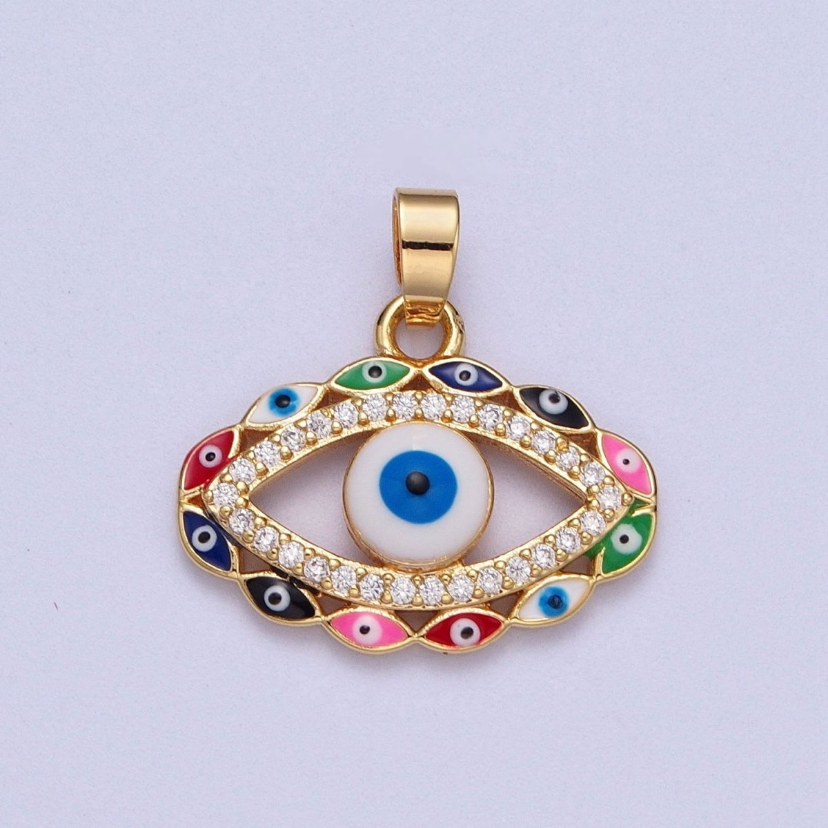 Multi Color Evil Eye Pendant in 16k Gold plated for Amulet Jewelry X-690 - DLUXCA