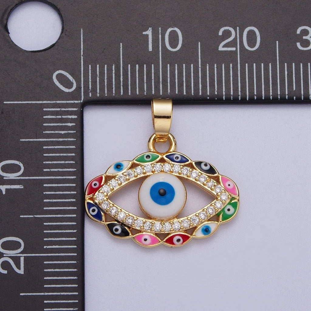 Multi Color Evil Eye Pendant in 16k Gold plated for Amulet Jewelry X-690 - DLUXCA