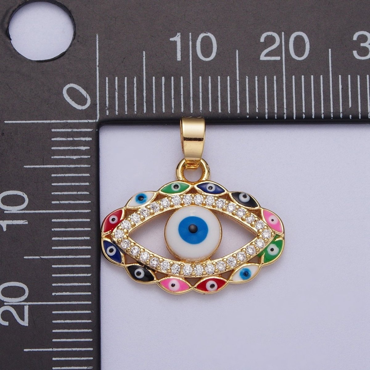 Multi Color Evil Eye Pendant in 16k Gold plated for Amulet Jewelry X-690 - DLUXCA