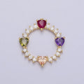 Multicolor Heart Open Round Clear CZ Cubic Zirconia Charm | AC011 - DLUXCA