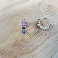 Multicolor Semi-Clear Rhinestones on 24K Gold-plated Ear Cuff, No Piercing AI-108 - DLUXCA