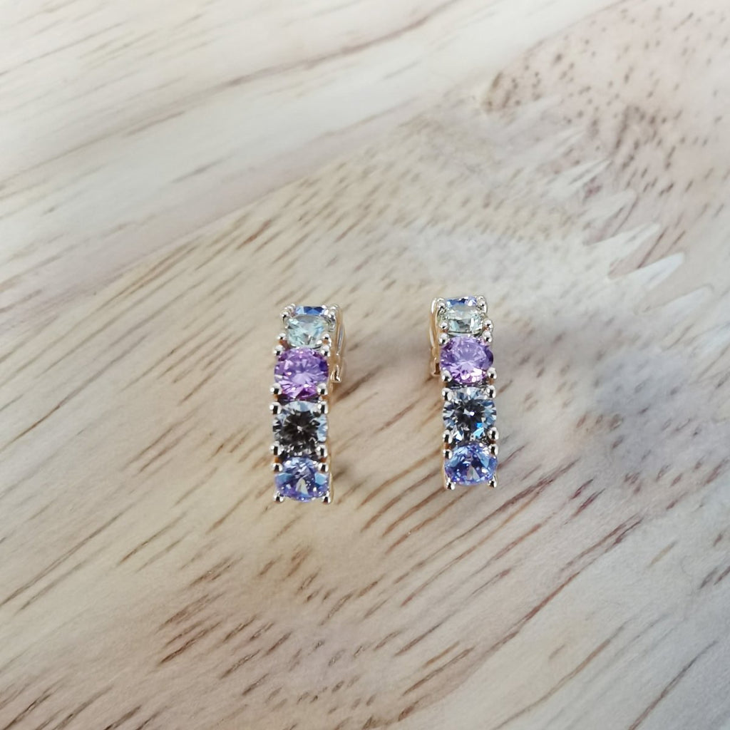 Multicolor Semi-Clear Rhinestones on 24K Gold-plated Ear Cuff, No Piercing AI-108 - DLUXCA