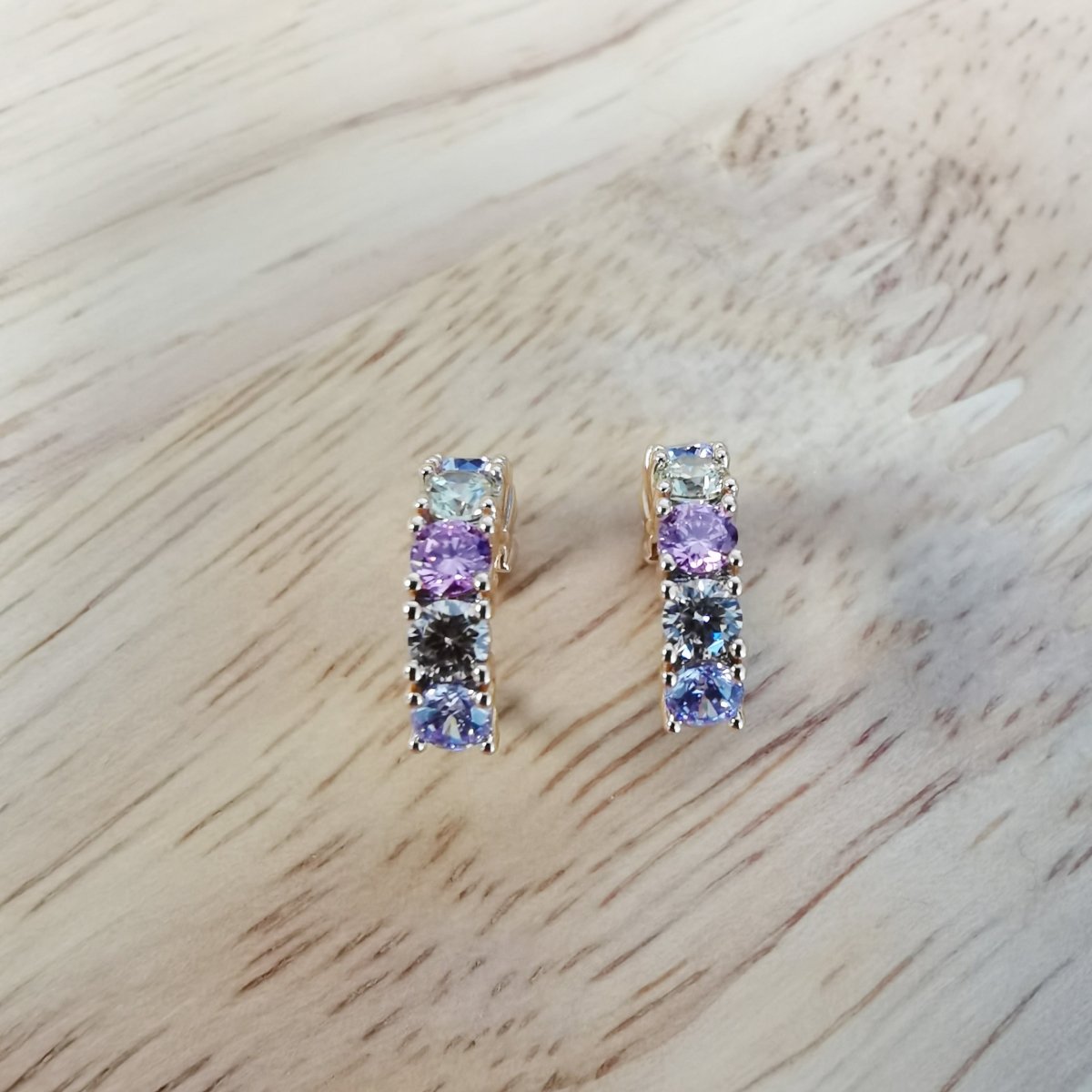 Multicolor Semi-Clear Rhinestones on 24K Gold-plated Ear Cuff, No Piercing AI-108 - DLUXCA