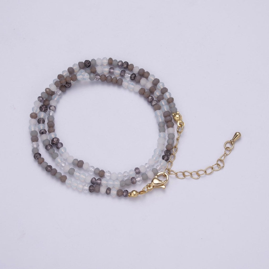Multicolored Grey Glass Seed Bead Necklace 18 inch + 2 inch Extender Chain Necklace Gift | WA-447 Clearance Pricing - DLUXCA