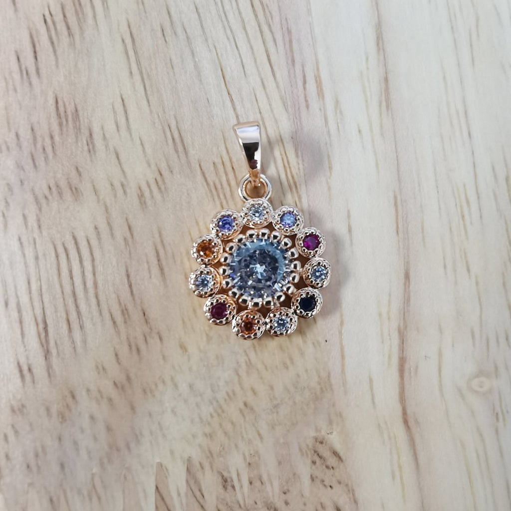 Multicolored Rhinestone 24K Gold-plated Charm I-833 - DLUXCA