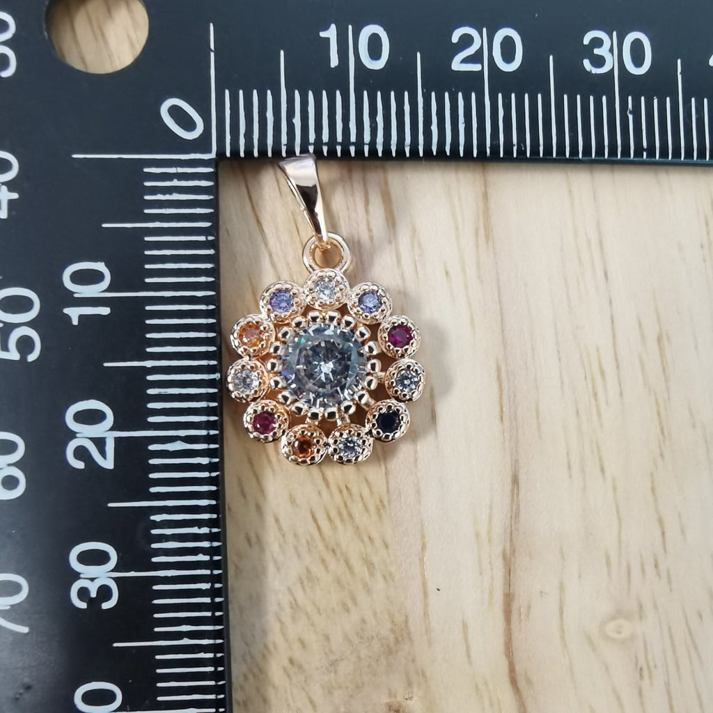 Multicolored Rhinestone 24K Gold-plated Charm I-833 - DLUXCA