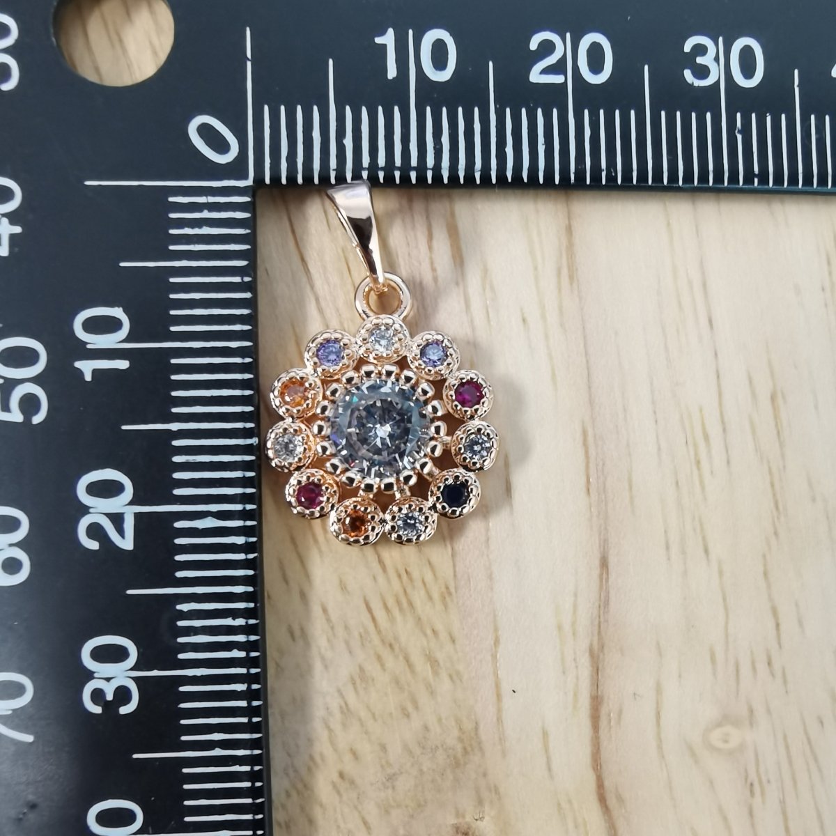 Multicolored Rhinestone 24K Gold-plated Charm I-833 - DLUXCA
