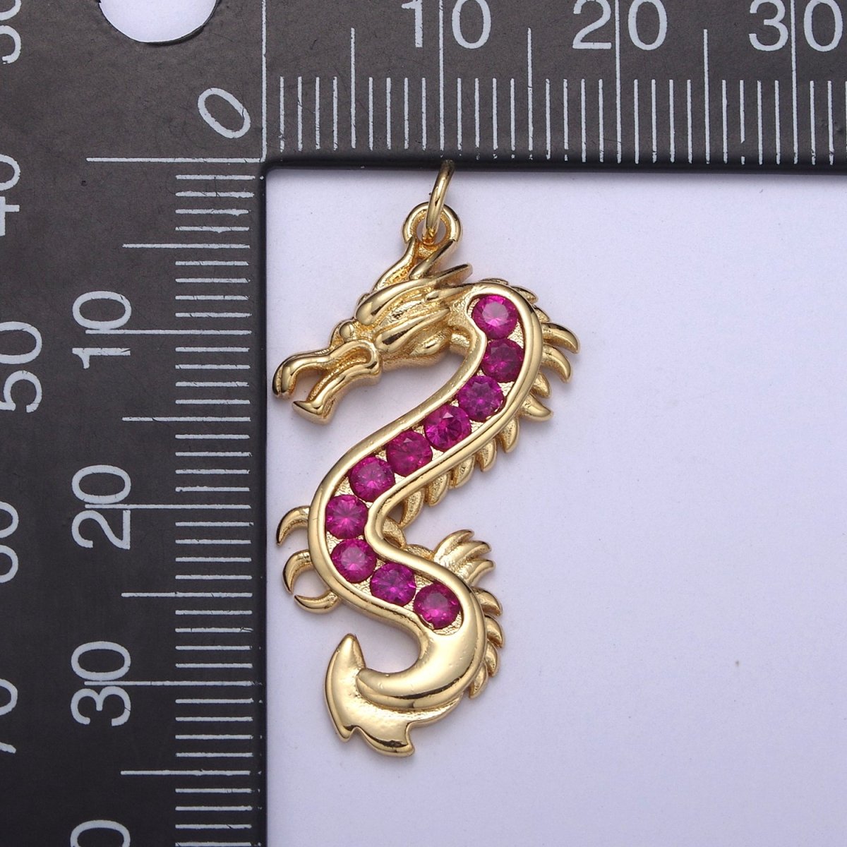 Mystical Dragon Pendant in 24K Gold plated Animal Charm Cubic Zirconia Necklace Pendant N-406 - N-408