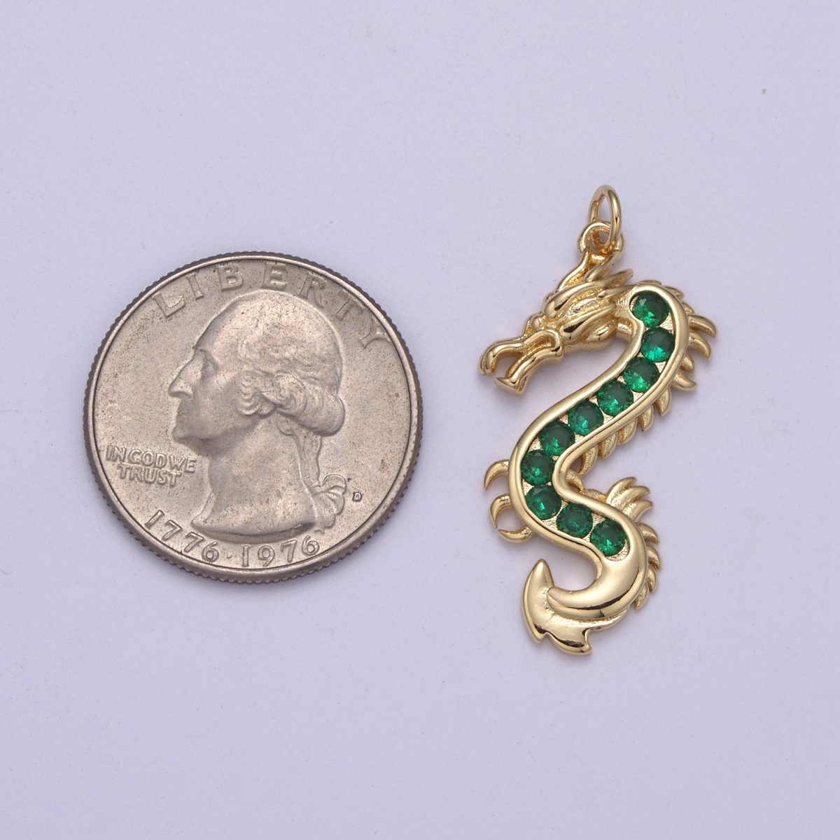 Mystical Dragon Pendant in 24K Gold plated Animal Charm Cubic Zirconia Necklace Pendant N-406 - N-408