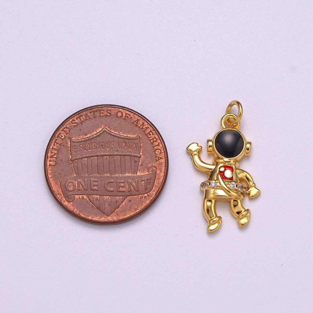 NASA Astronaut Charm Gold plated Cute Pendant, Enamel Astronaut Charm, Wholesale People Necklace Bracelet Earring Charm add on M-745 - DLUXCA