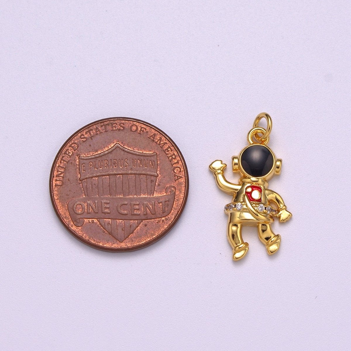 NASA Astronaut Charm Gold plated Cute Pendant, Enamel Astronaut Charm, Wholesale People Necklace Bracelet Earring Charm add on M-745 - DLUXCA