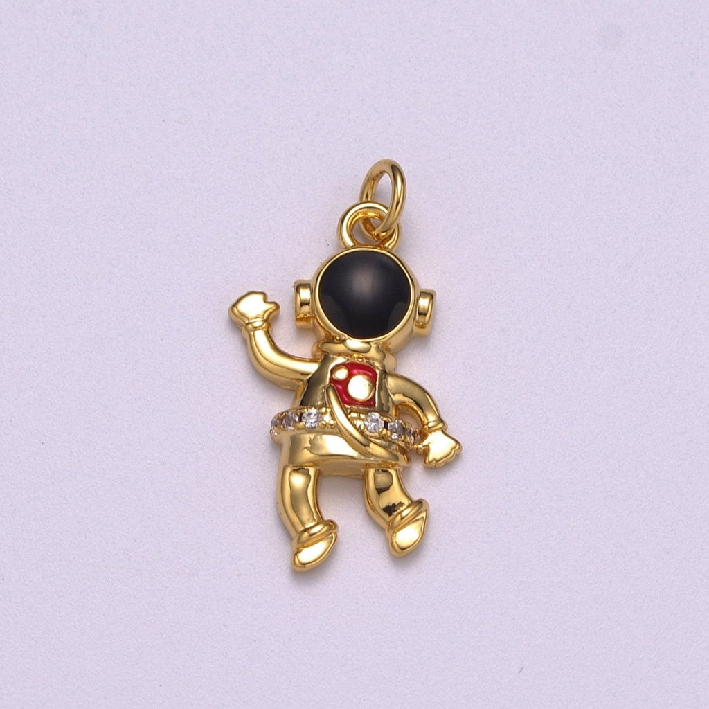 NASA Astronaut Charm Gold plated Cute Pendant, Enamel Astronaut Charm, Wholesale People Necklace Bracelet Earring Charm add on M-745 - DLUXCA