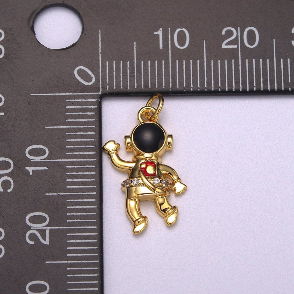 NASA Astronaut Charm Gold plated Cute Pendant, Enamel Astronaut Charm, Wholesale People Necklace Bracelet Earring Charm add on M-745 - DLUXCA