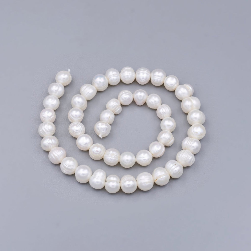 Natural 8.5mm AAA White Round Button Pearl Strand Jewelry Making | WA-1658 Clearance Pricing - DLUXCA