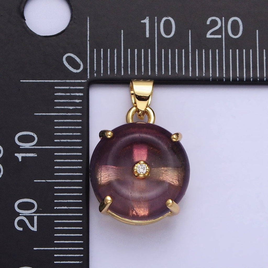 Natural Fluorite Purple and Blue Green Amazonite Natural Gemstone Donut Hole Transparent Pendants AA-317 AA-318 AA-319 AA-320 AA-321 AA-322 - DLUXCA