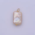 Natural White Rectangle Freshwater Pearl Charm High Luster Genuine Cultured Fresh water Pearl P-1853 - DLUXCA