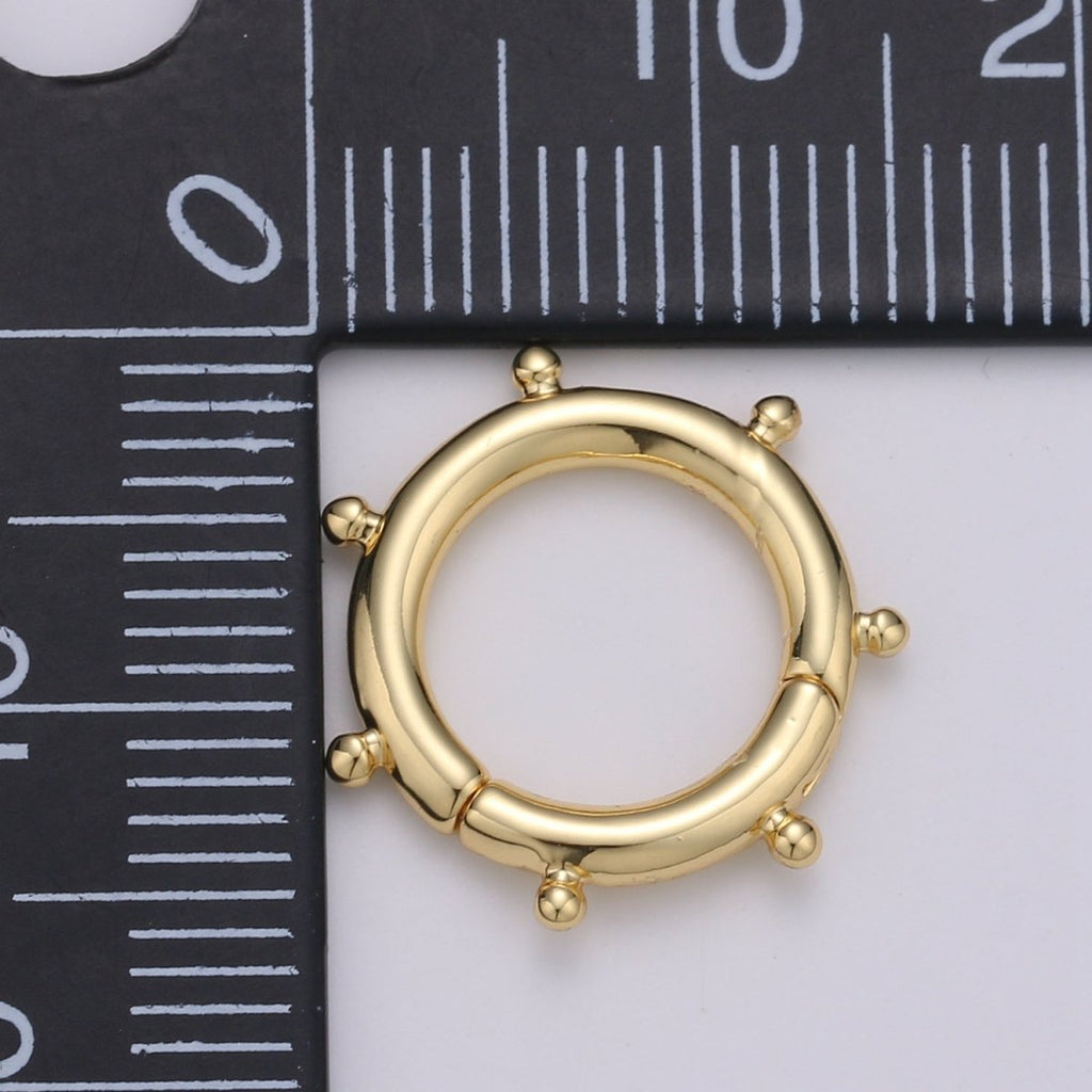 Nautical Gold Spirng Gate Ring, Gold plated Pull Gate Ring, Ferris Wheel Gold plated Carabiner Clasp For Connector Wristlet Holder L-092 - DLUXCA