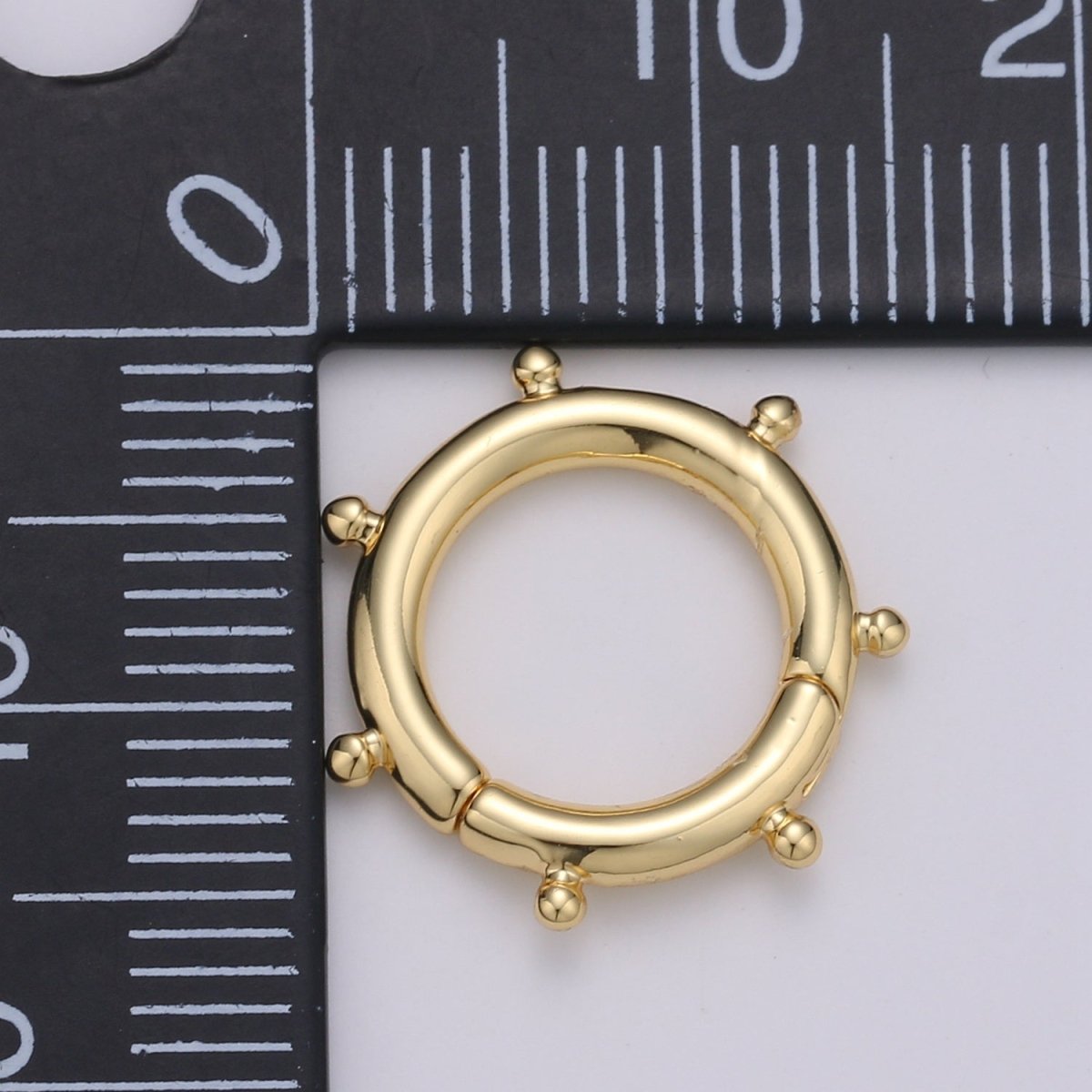 Nautical Gold Spirng Gate Ring, Gold plated Pull Gate Ring, Ferris Wheel Gold plated Carabiner Clasp For Connector Wristlet Holder L-092 - DLUXCA