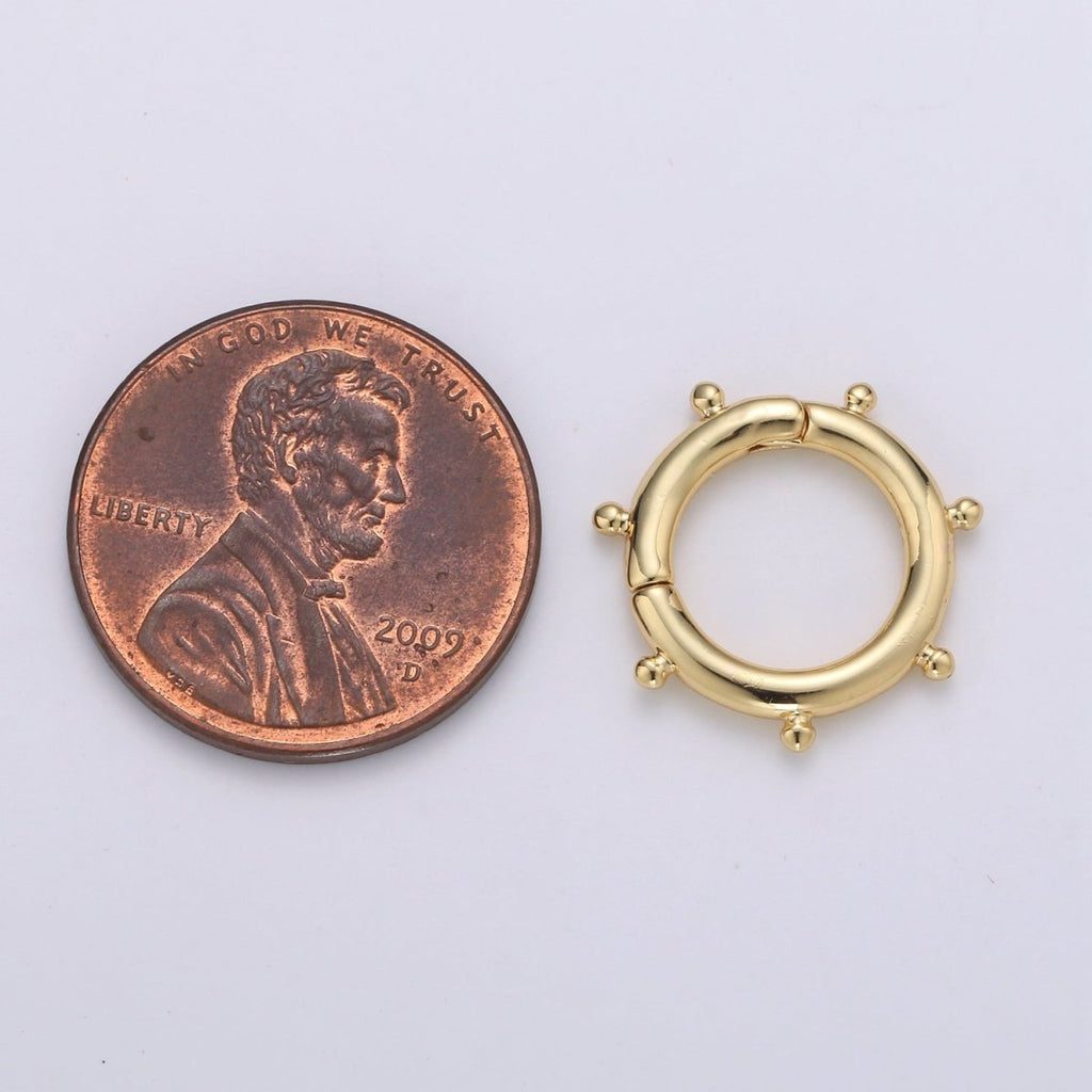 Nautical Gold Spirng Gate Ring, Gold plated Pull Gate Ring, Ferris Wheel Gold plated Carabiner Clasp For Connector Wristlet Holder L-092 - DLUXCA