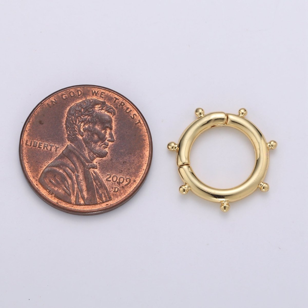 Nautical Gold Spirng Gate Ring, Gold plated Pull Gate Ring, Ferris Wheel Gold plated Carabiner Clasp For Connector Wristlet Holder L-092 - DLUXCA