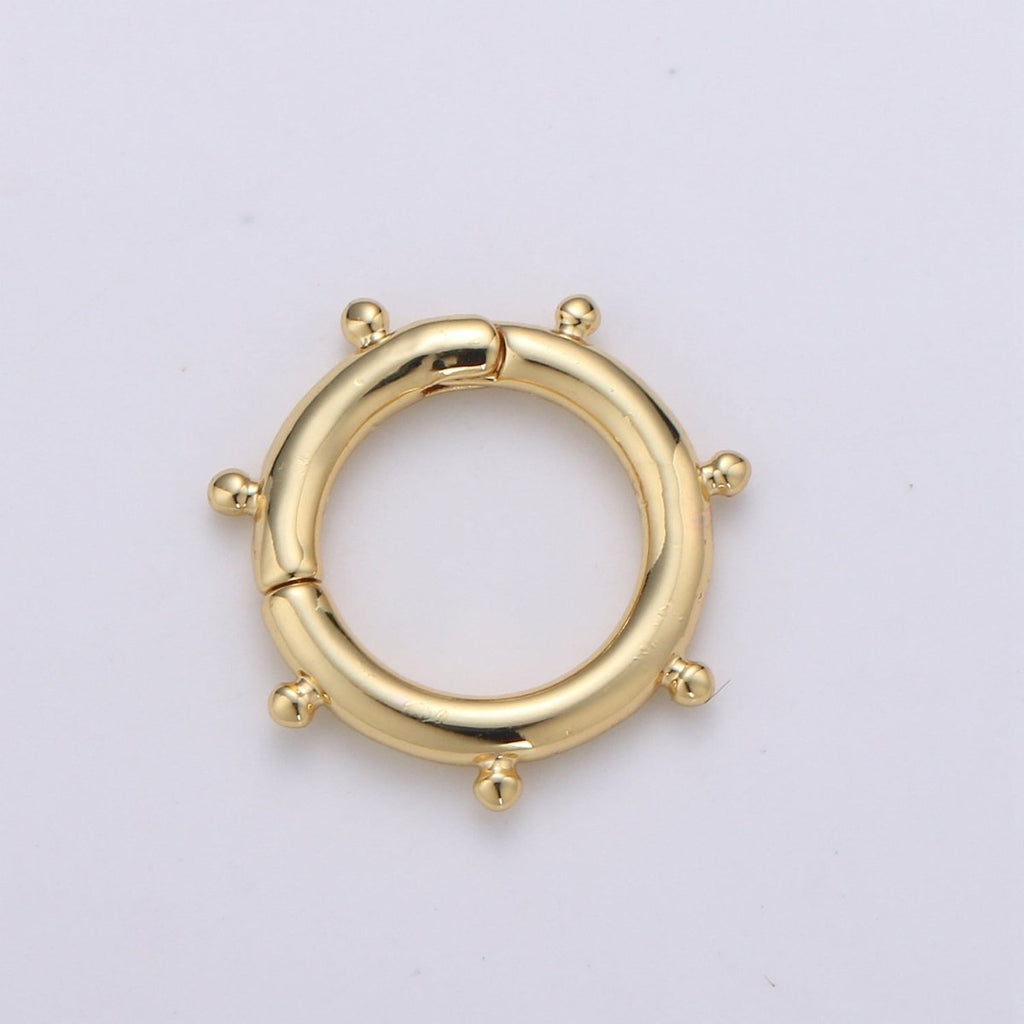 Nautical Gold Spirng Gate Ring, Gold plated Pull Gate Ring, Ferris Wheel Gold plated Carabiner Clasp For Connector Wristlet Holder L-092 - DLUXCA