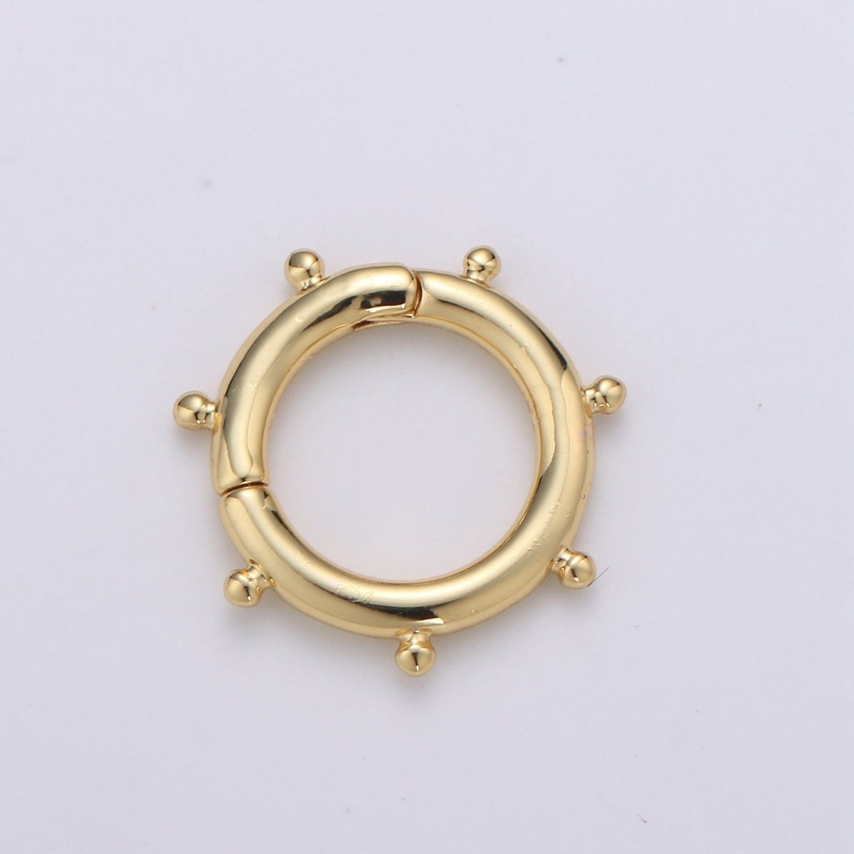 Nautical Gold Spirng Gate Ring, Gold plated Pull Gate Ring, Ferris Wheel Gold plated Carabiner Clasp For Connector Wristlet Holder L-092 - DLUXCA