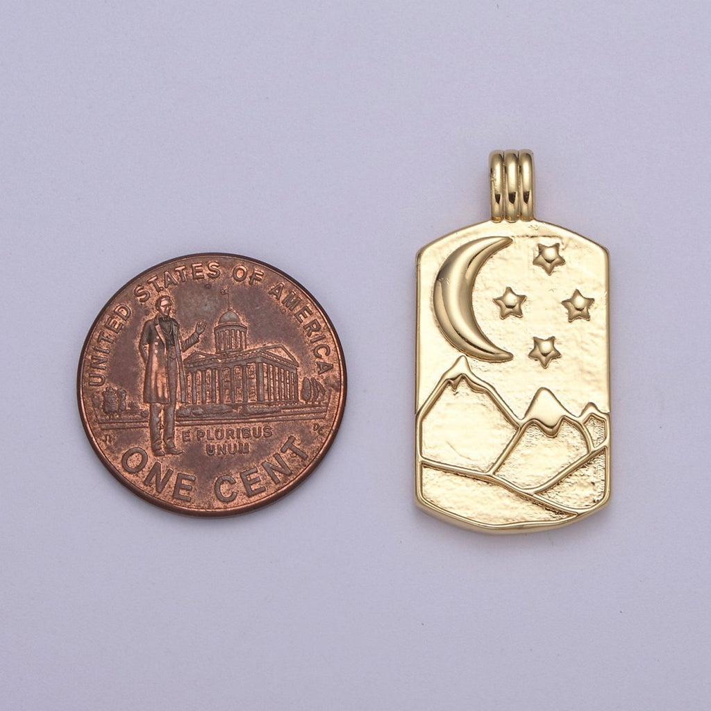 New Element Tag Collection Gold Element Charm Fire Wind Earth Ocean Wave Charm 14K Gold plated Medallion for Necklace Supply H-519 H-521 H-522 H-524 - DLUXCA