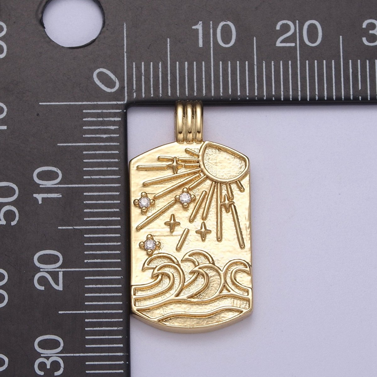 New Element Tag Collection Gold Element Charm Fire Wind Earth Ocean Wave Charm 14K Gold plated Medallion for Necklace Supply H-519 H-521 H-522 H-524 - DLUXCA