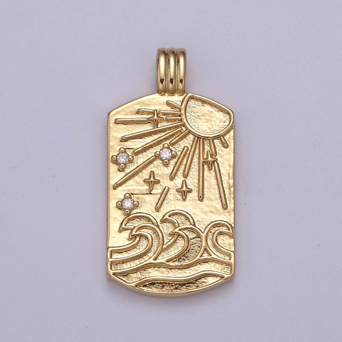 New Element Tag Collection Gold Element Charm Fire Wind Earth Ocean Wave Charm 14K Gold plated Medallion for Necklace Supply H-519 H-521 H-522 H-524 - DLUXCA