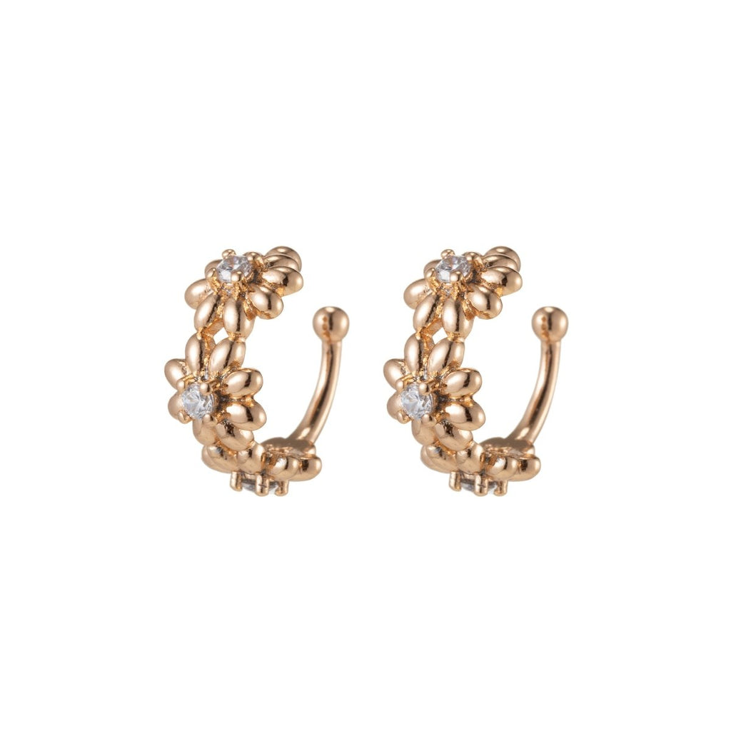 Non Piercing Ear Cuff Gold Flower Ear Cuff Cartilage Cuff Earring Single Piece Ear Cuff Small Hoop Cuff Earring Trendy Layered Ear Cuffs AI-043