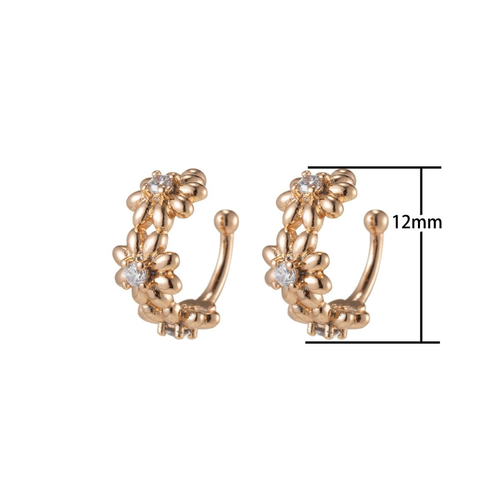 Non Piercing Ear Cuff Gold Flower Ear Cuff Cartilage Cuff Earring Single Piece Ear Cuff Small Hoop Cuff Earring Trendy Layered Ear Cuffs AI-043
