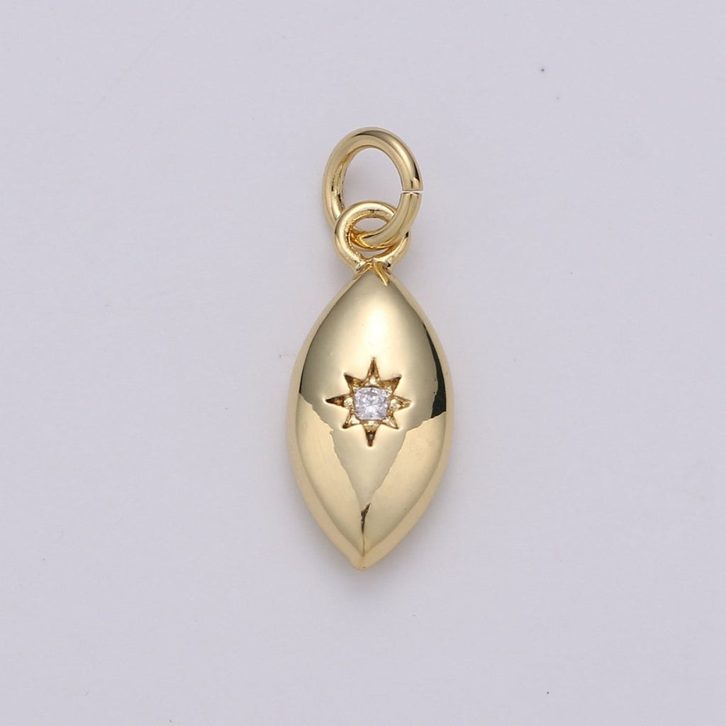 North Star Oval Shape Gold plated Charm for Necklace Earring Bracelet - D-423-D-424