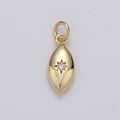 North Star Oval Shape Gold plated Charm for Necklace Earring Bracelet - D-423-D-424
